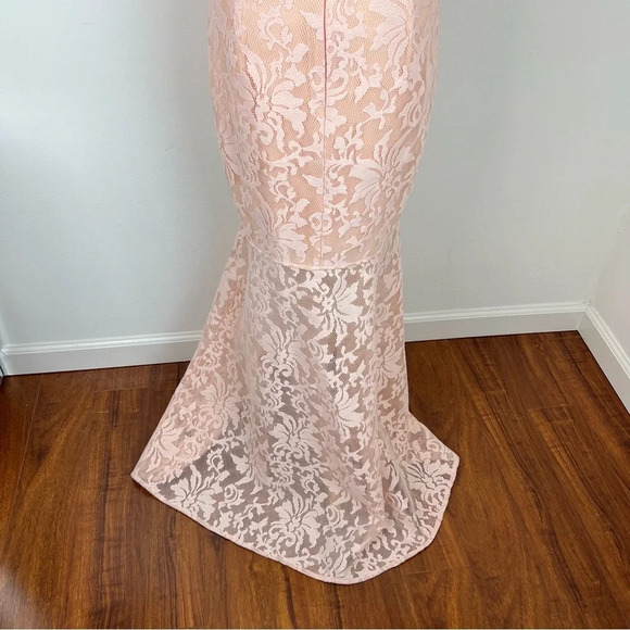 JARLO Revolve Formal Gown CADENCE PEACH Lace Sheer Maxi Dress Size SMALL/10 B37 - Picture 11 of 13